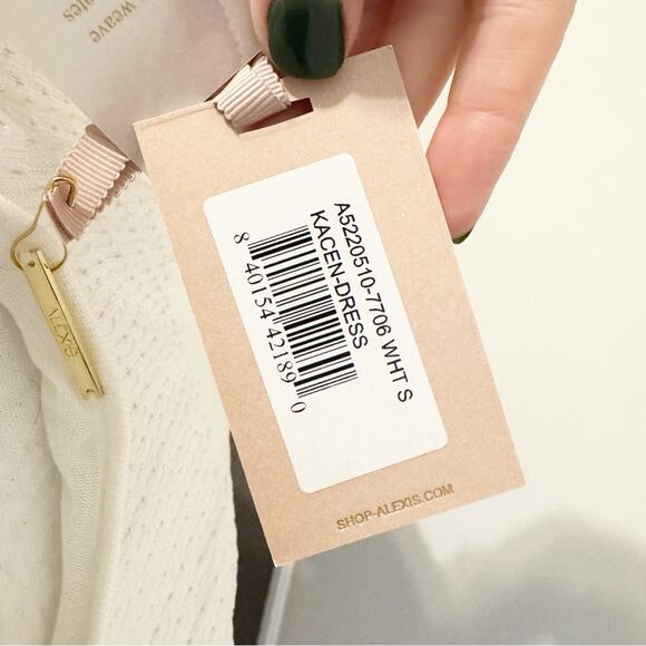 Alexis Kacen Sheer Knit White Midi Dress NWT Small - Picture 8 of 11